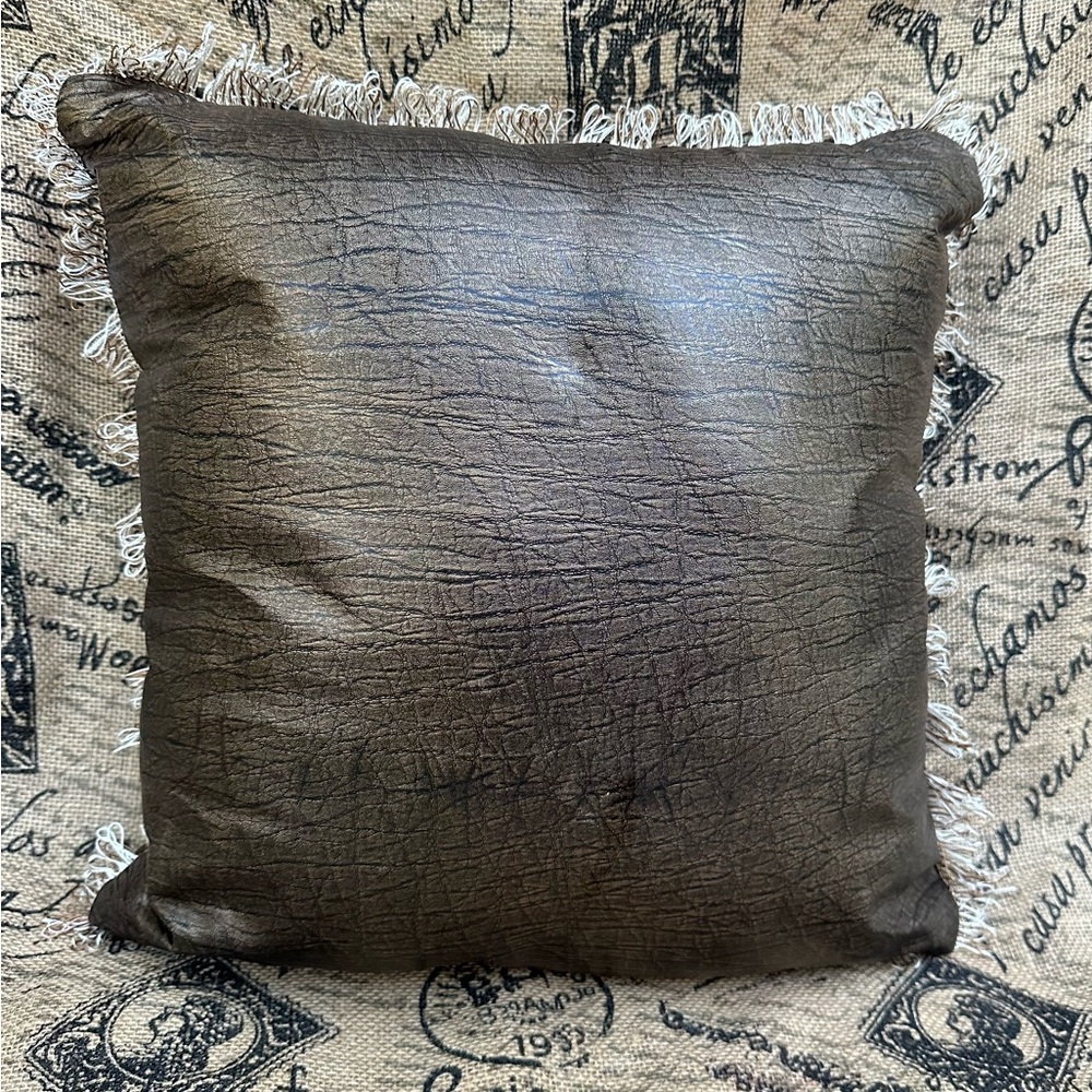 Faux Leather Textured Distressed Pillow